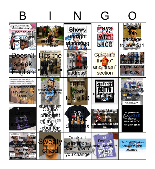 Post Office Bingo Card
