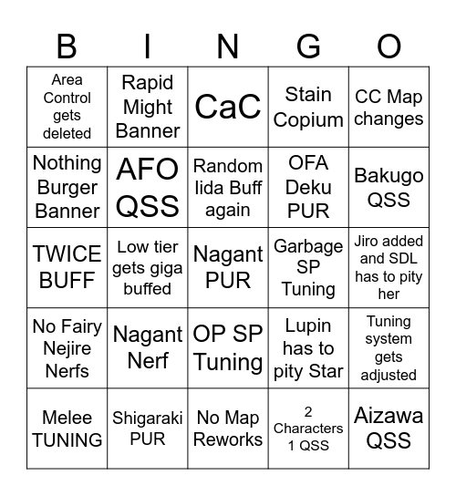 Season 16 Bingo Card
