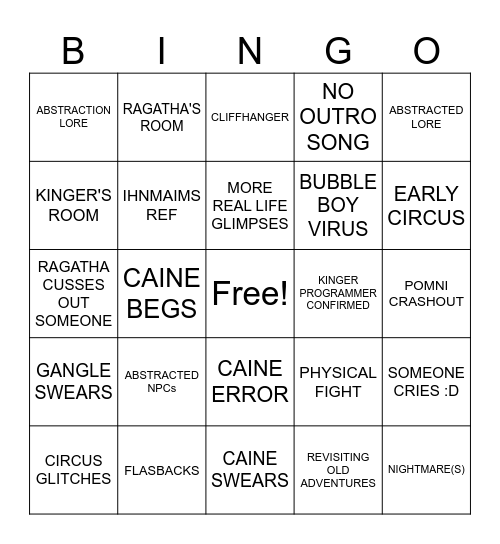 TADC EP 8 Bingo Card