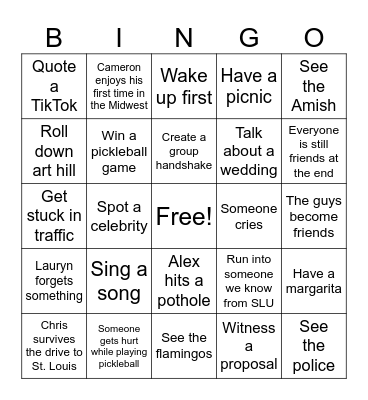 First Couples Retreat 2026 Bingo Card