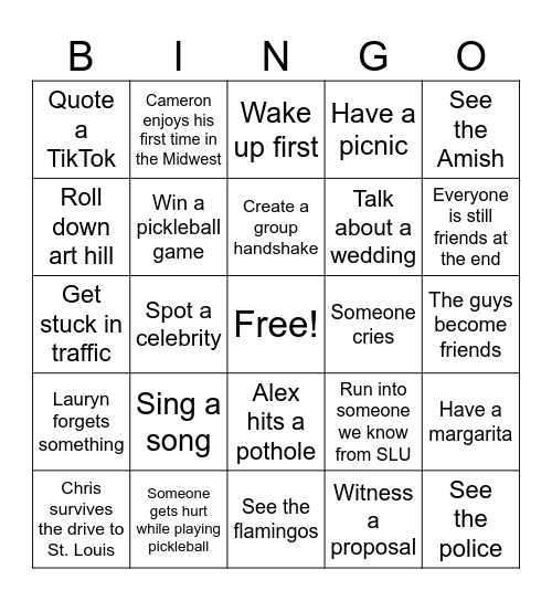 First Couples Retreat 2026 Bingo Card