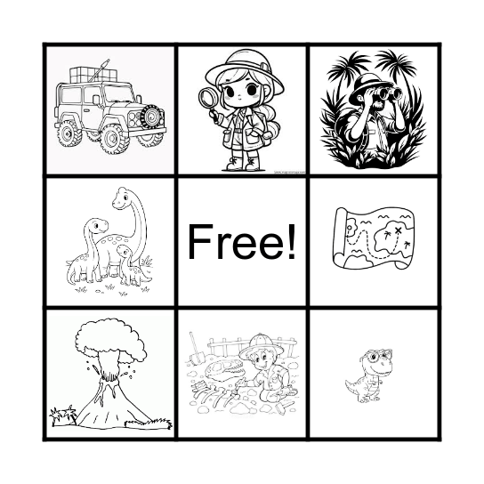 Jurassic Adventure Bingo Card