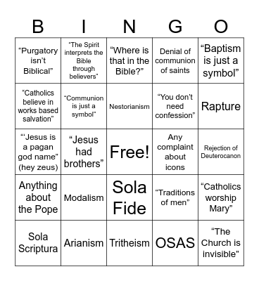 Heresy bingo Card