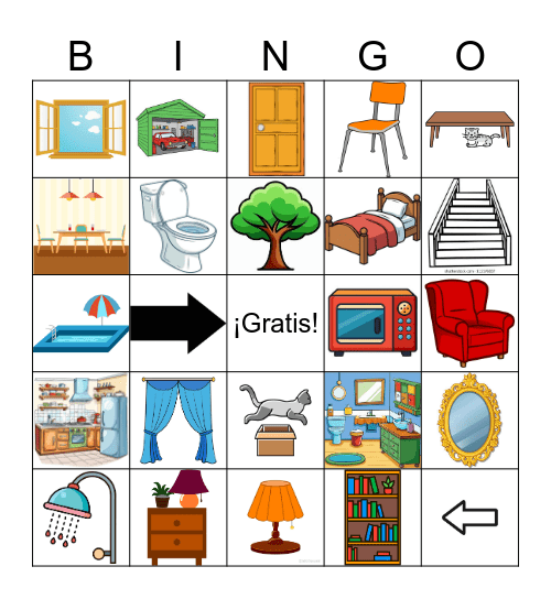 Casa y prepociones Bingo Card
