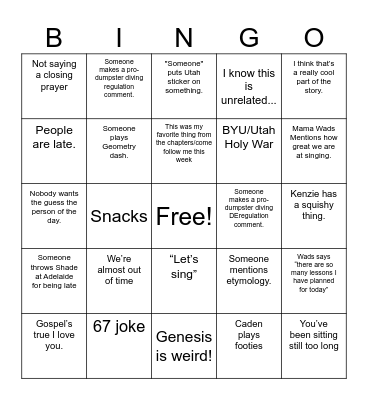 Mama Wads Bingo :) Bingo Card