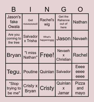 Daniella's Bingo! Bingo Card