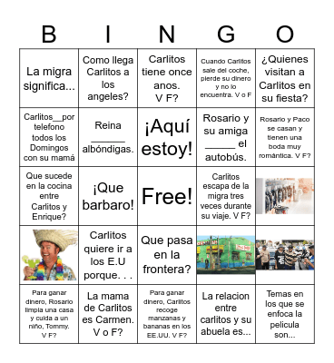 BAJO LA MISMA LUNA Bingo Card