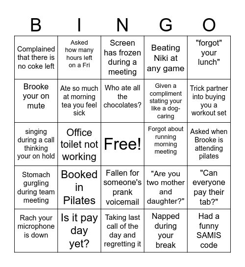 QLD Chooks Bingo Card