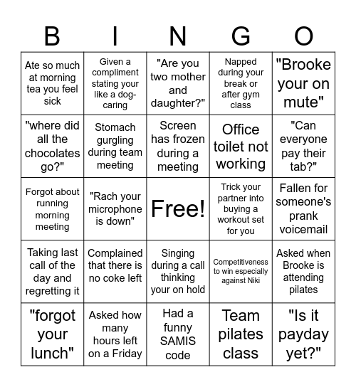 QLD Chooks Bingo Card