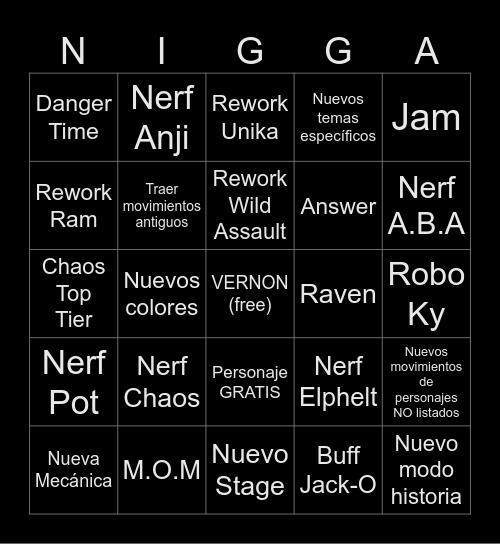 Strive Patch 2.0 Bingo Card