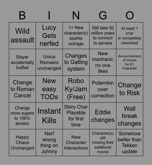 Strive 2.0 Bingo Card