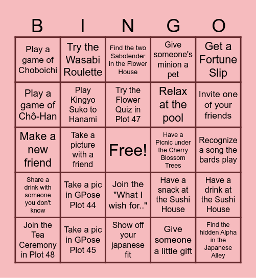 Haru Matsuri: A Hanami Festival Bingo! Bingo Card