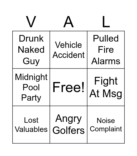 Valspar Calls Bingo Card
