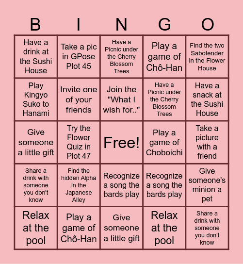 Haru Matsuri: A Hanami Festival Bingo! Bingo Card