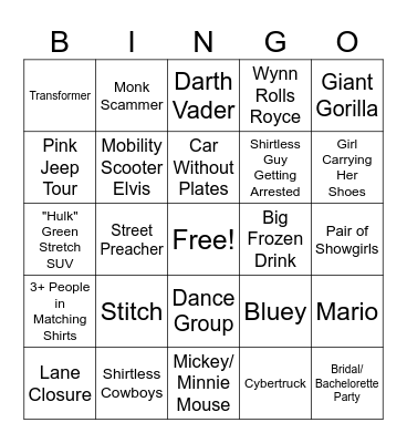 Las Vegas Bingo Card