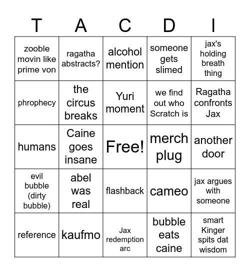 TADC bingo card Bingo Card