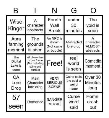 Tadc Episode 8 Bingo Card
