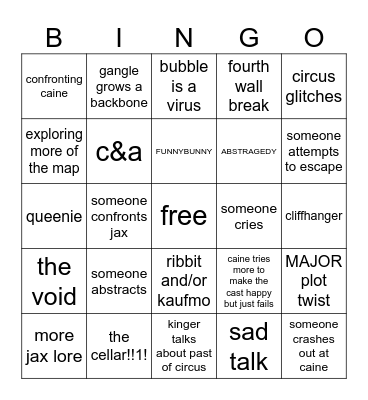 TADC EP 8 BINGO Card