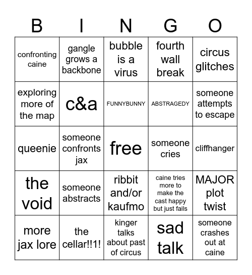TADC EP 8 BINGO Card