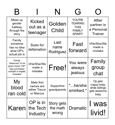 Fake AI Story Bingo Card
