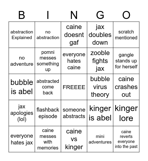 TADC PREDICTIONSASAD Bingo Card