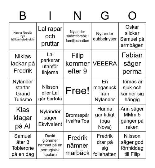 365id Bingo Card