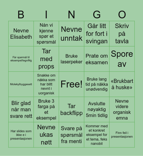 Audun bingo<3 Bingo Card