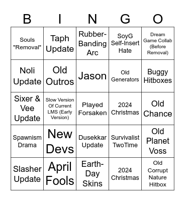 Forsaken Bingo Card