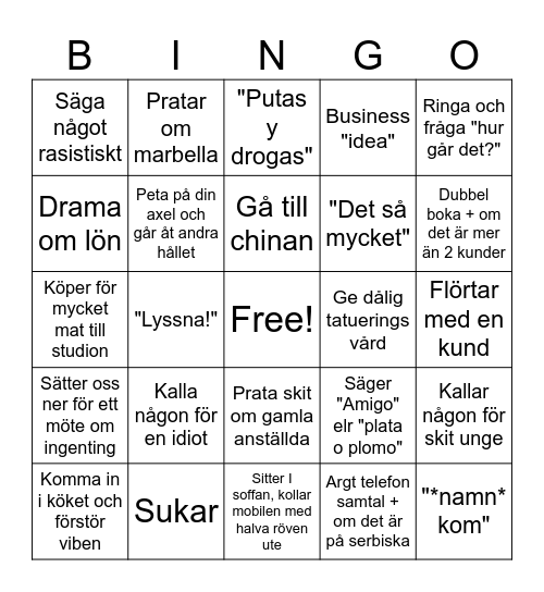 Srdjan bingo Card