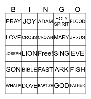 Bible  Bingo Card