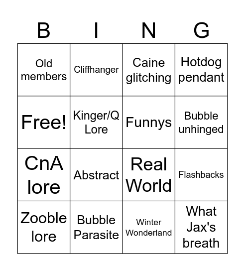 TADC EP8 Bingo Card