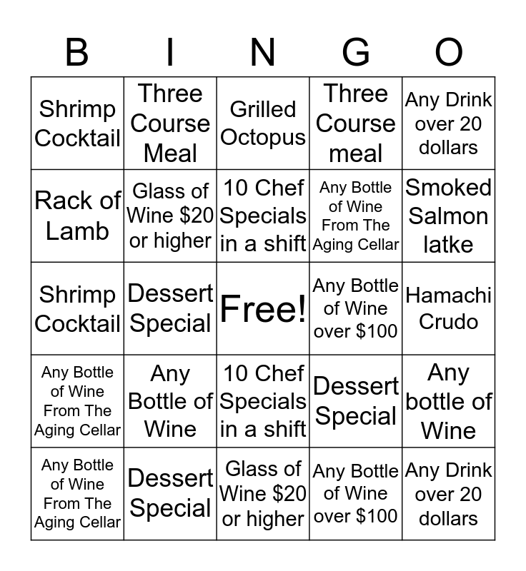 Server Bingo Bingo Card