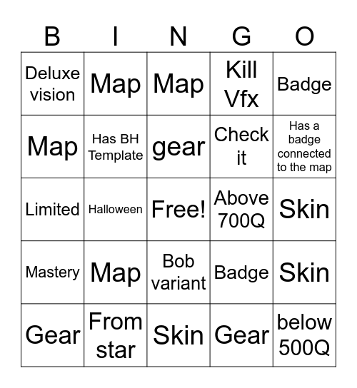 Bear Bingo Card