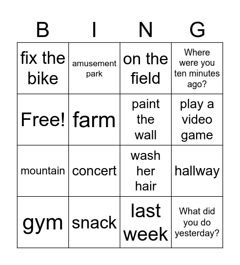B6 U4-6 Bingo Card