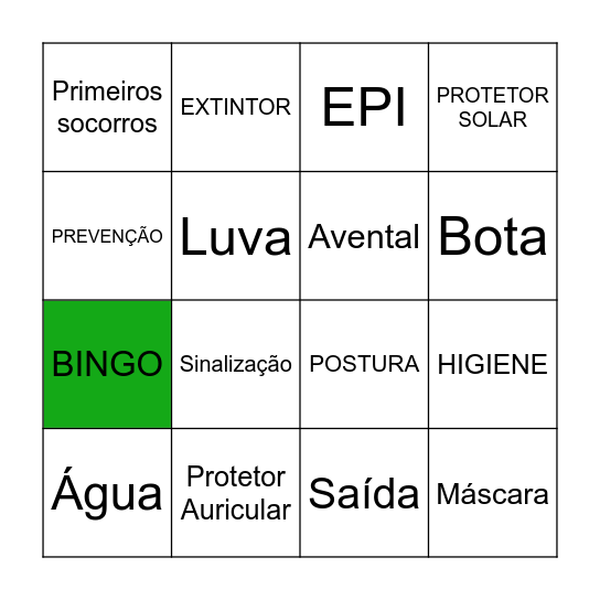 Bingo Abril Verde Bingo Card