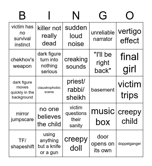 Movie Night Bingo Card