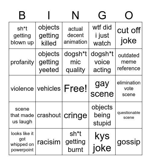 OBJECT SHOW BINGO Card