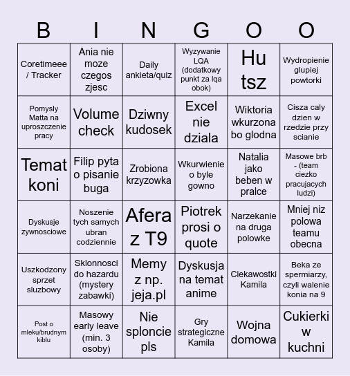 Bingo T14 Bingo Card