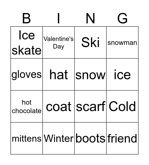 Winter ASL Bingo Card