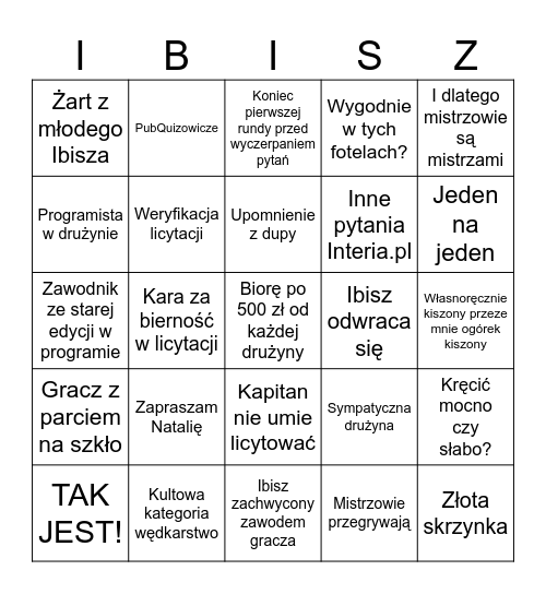 Awantura o Kasę Bingo Card