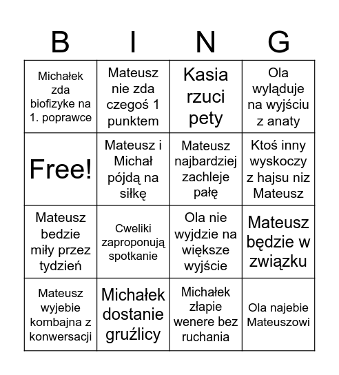 Dąb Grzesiu bingo Card