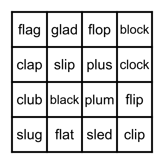 L-Blend Bingo Card