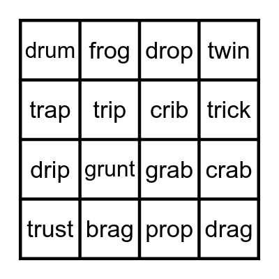 r-blends bingo Card