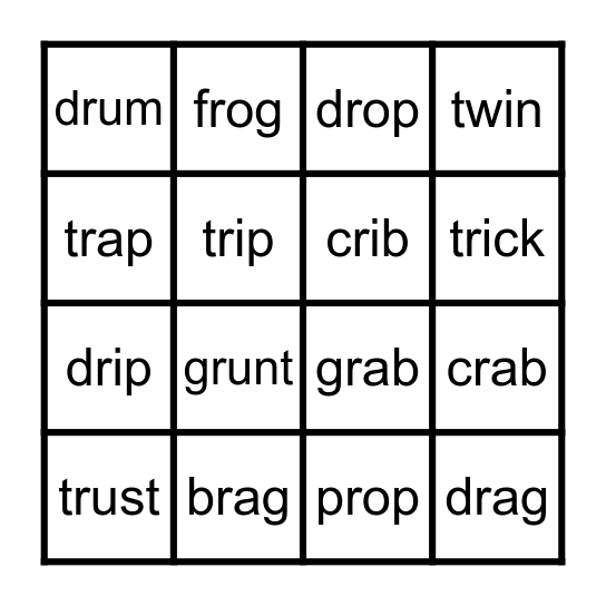 r-blends bingo Card