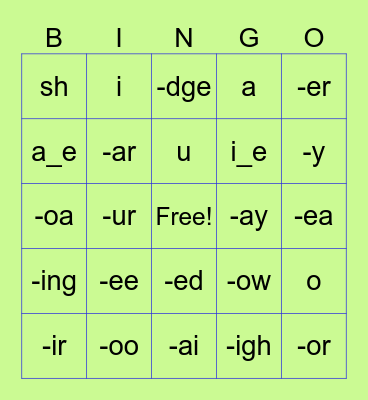 Sounds Bingo Card