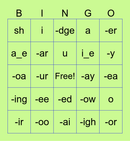 Sounds Bingo Card