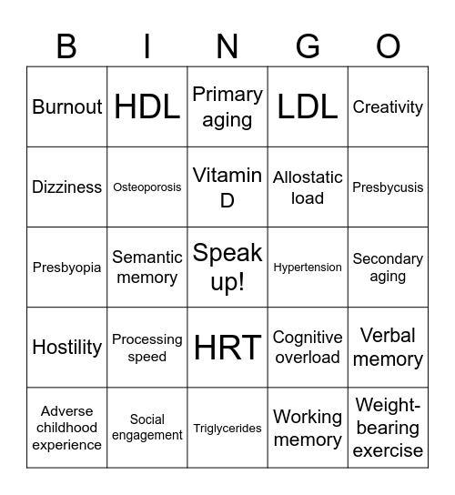 Chapter 13 Lingo Bingo Card