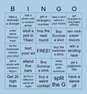 Sums birthday Bingo Card
