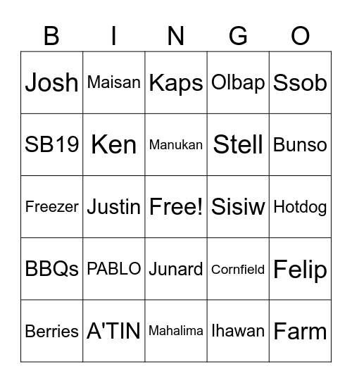 SB19 Bingo Card