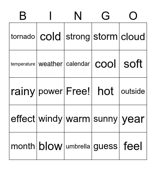 Unit 1: Part 2 Intro Bingo Card